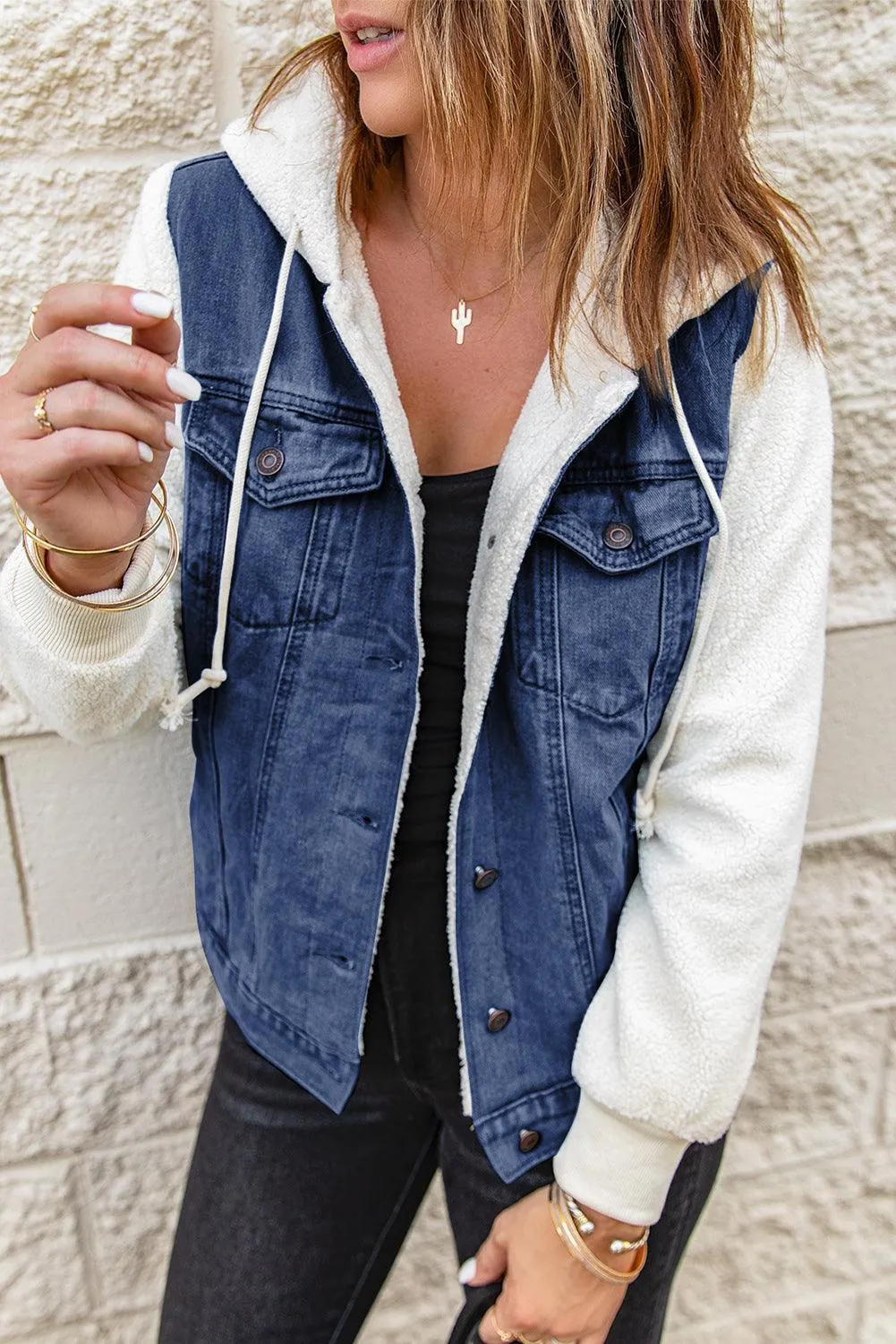 Comfy Chic Sherpa Trim Denim Jacket