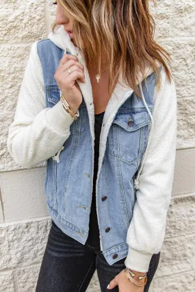 Comfy Chic Sherpa Trim Denim Jacket