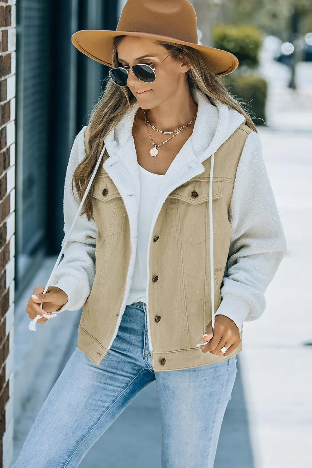 Comfy Chic Sherpa Trim Denim Jacket