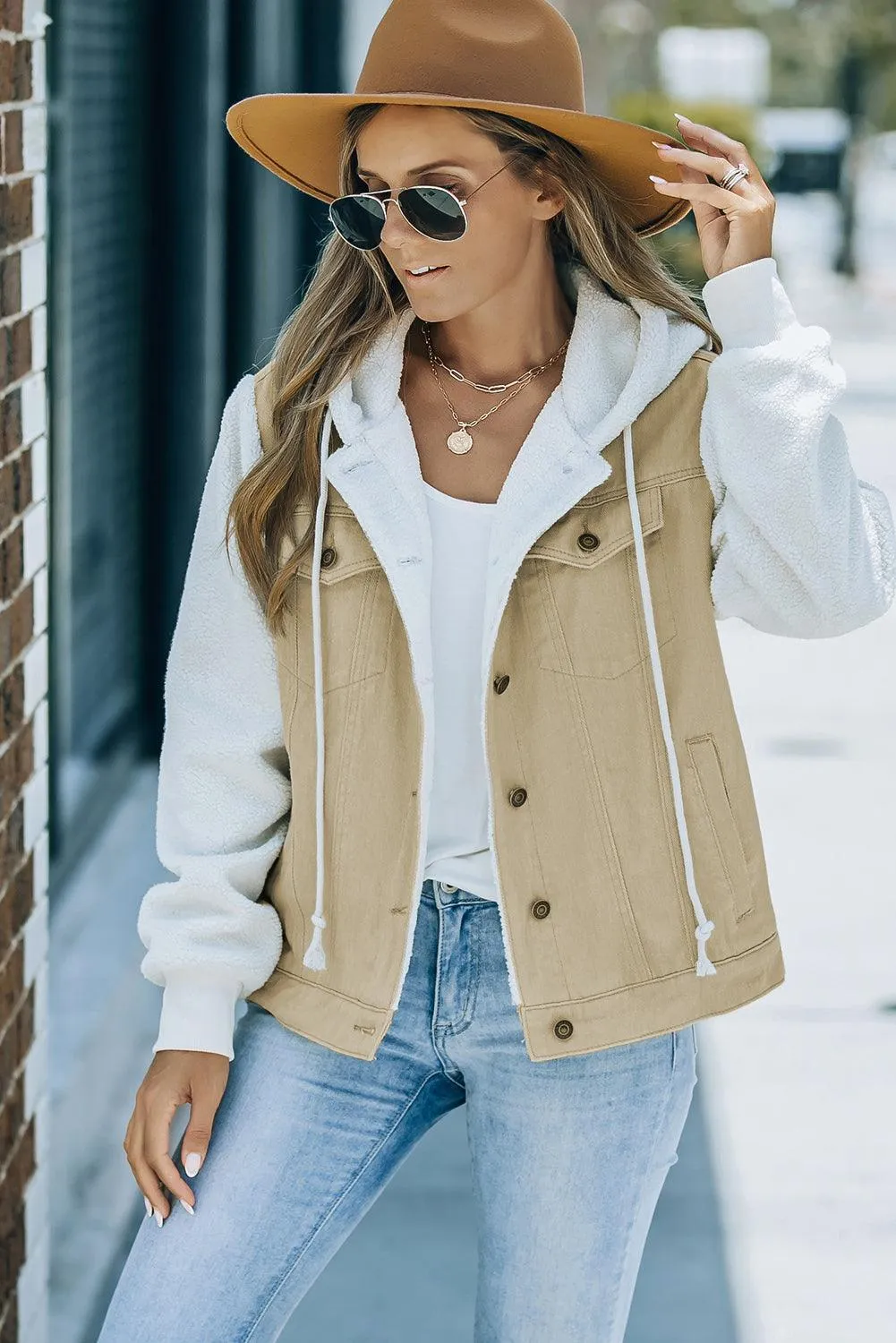 Comfy Chic Sherpa Trim Denim Jacket