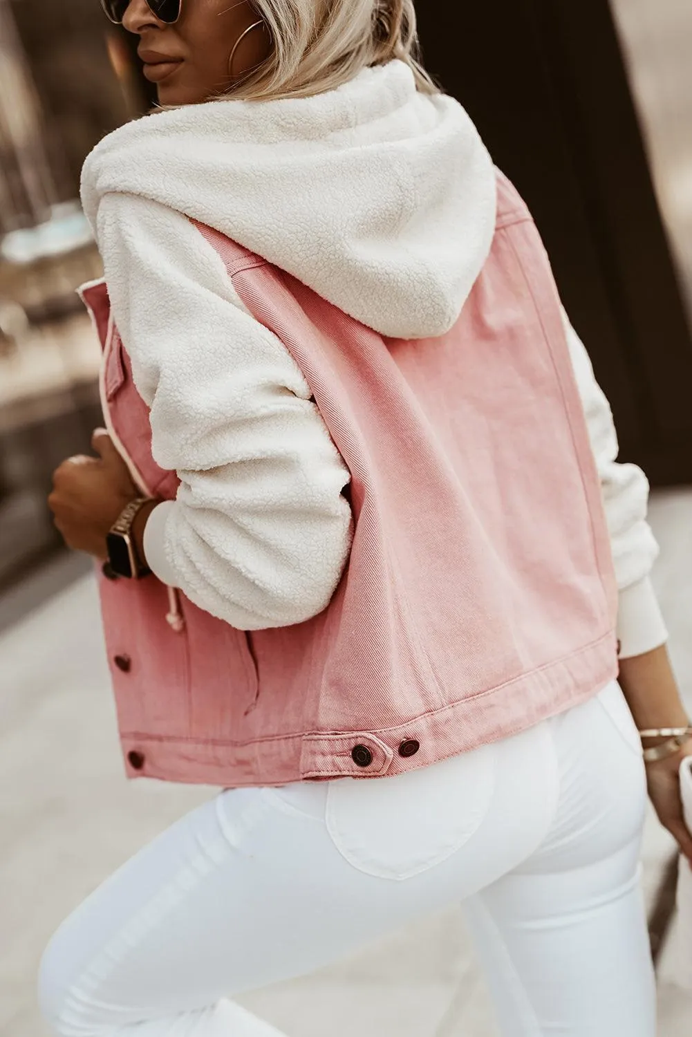 Comfy Chic Sherpa Trim Denim Jacket