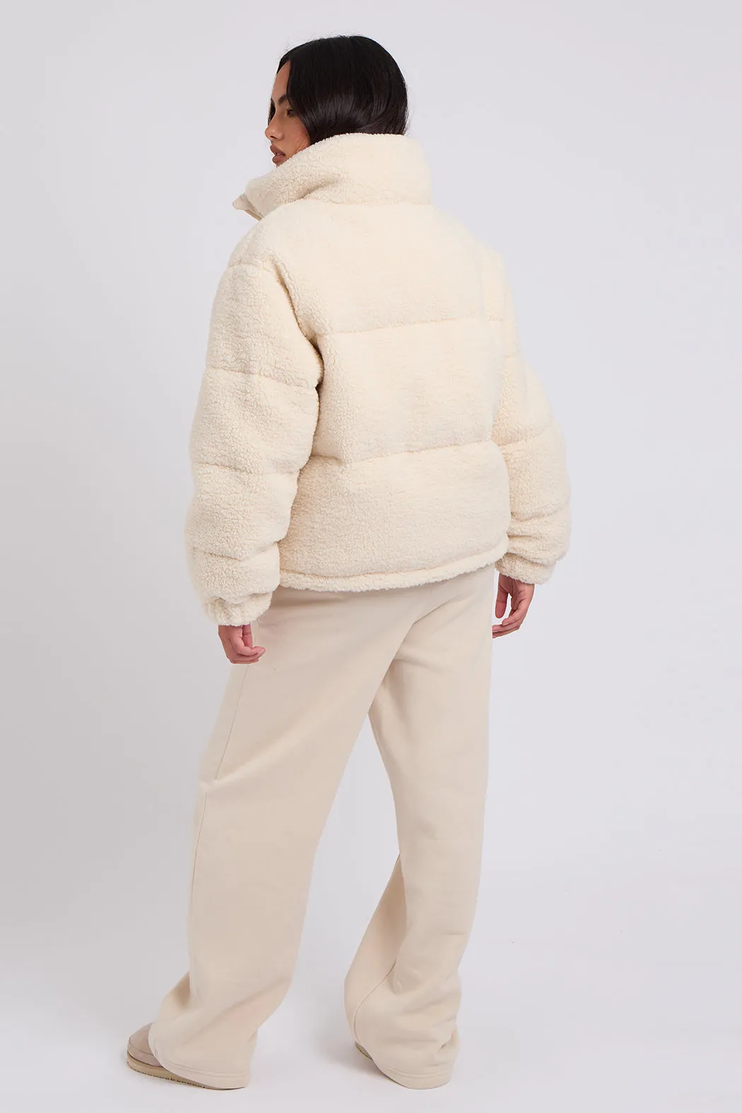 Cream Teddy Borg Short Coat