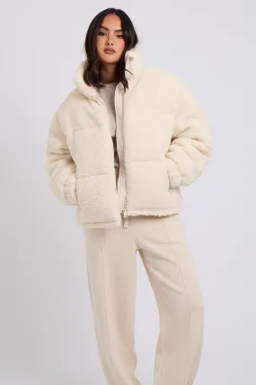 Cream Teddy Borg Short Coat
