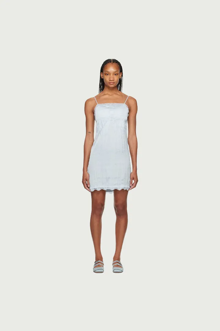 CRINKLED LACE TRIM DRESS