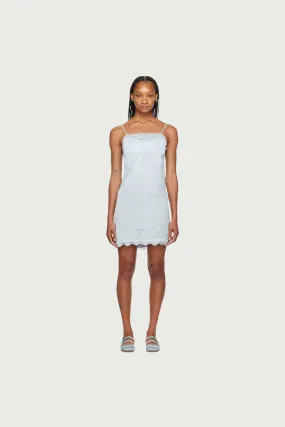 CRINKLED LACE TRIM DRESS