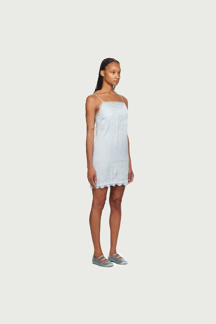 CRINKLED LACE TRIM DRESS