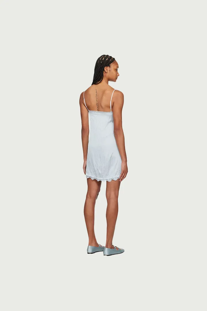 CRINKLED LACE TRIM DRESS