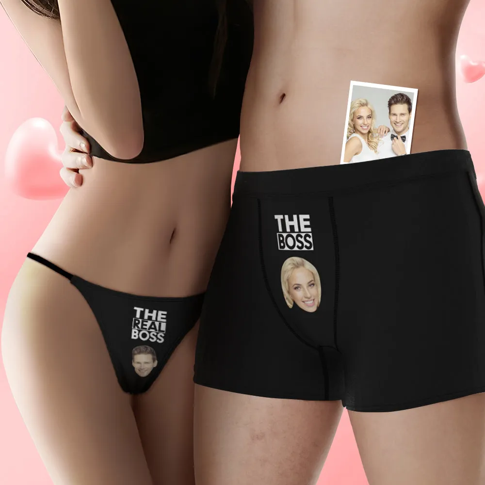 Custom Face Couple Underwear You are the Boss Personalized Underwear Valentine's Day Gift