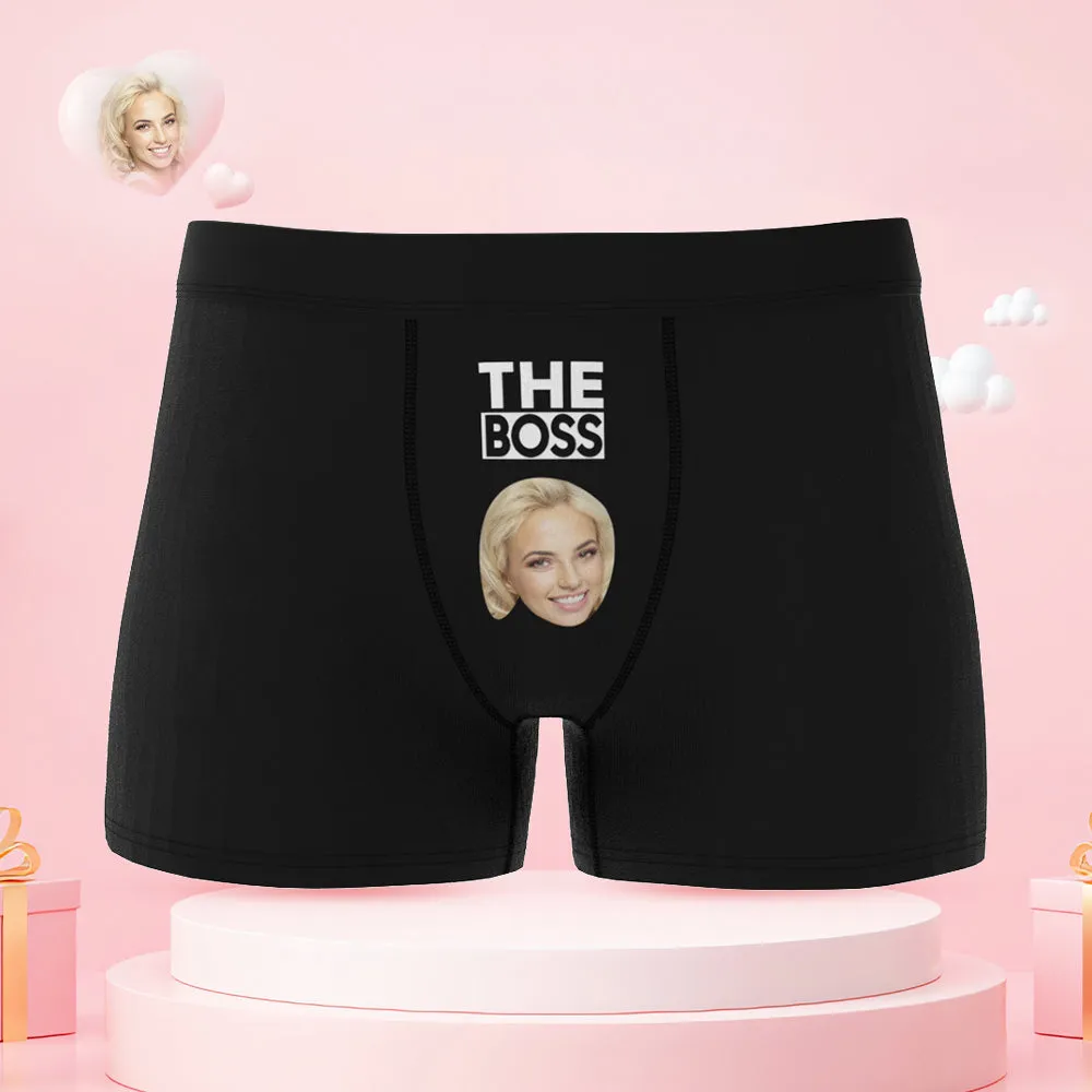 Custom Face Couple Underwear You are the Boss Personalized Underwear Valentine's Day Gift