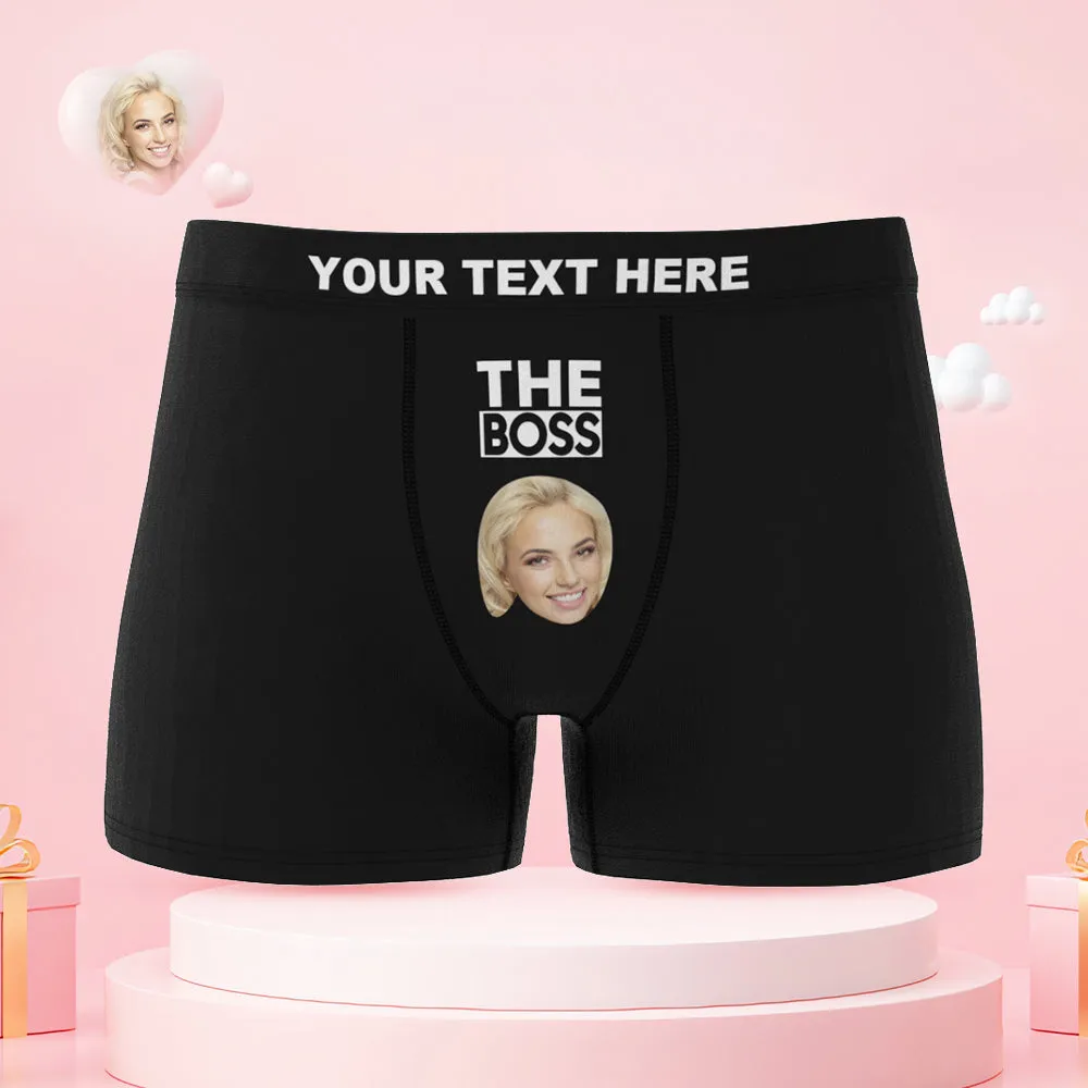 Custom Face Couple Underwear You are the Boss Personalized Underwear Valentine's Day Gift