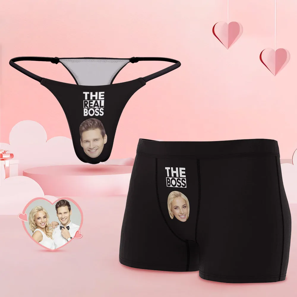Custom Face Couple Underwear You are the Boss Personalized Underwear Valentine's Day Gift
