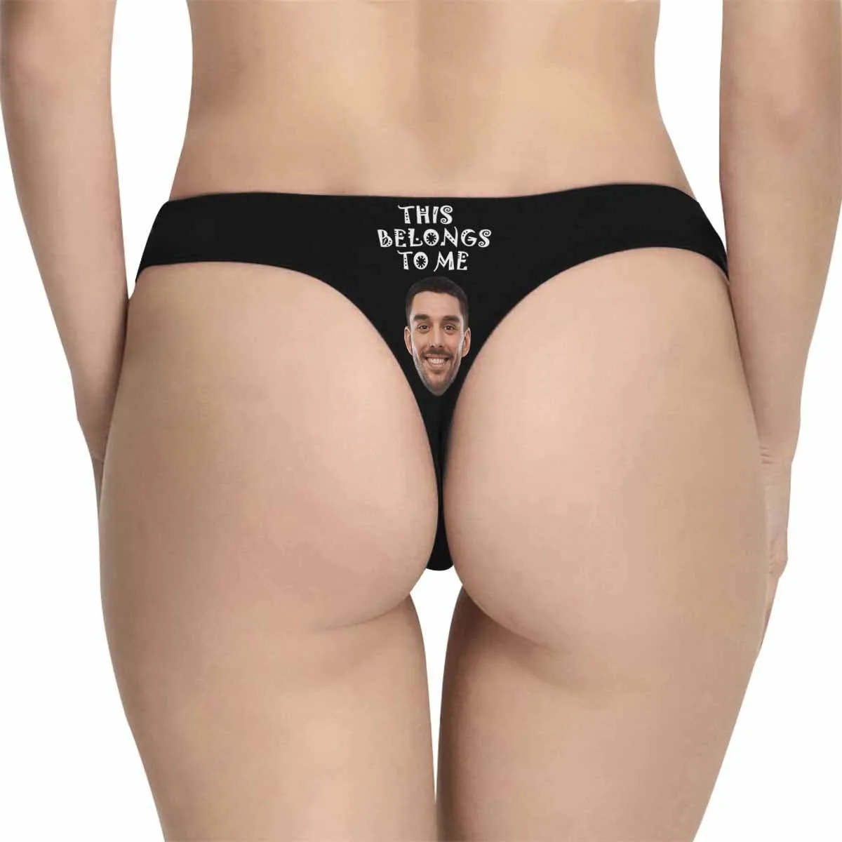 Custom Face Underwear Print This Belongs To Me Lingerie Personalized Women's Classic Thongs Gifts for Girlfriend & Wife