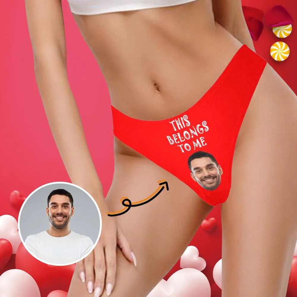 Custom Face Underwear Print This Belongs To Me Lingerie Personalized Women's Classic Thongs Gifts for Girlfriend & Wife