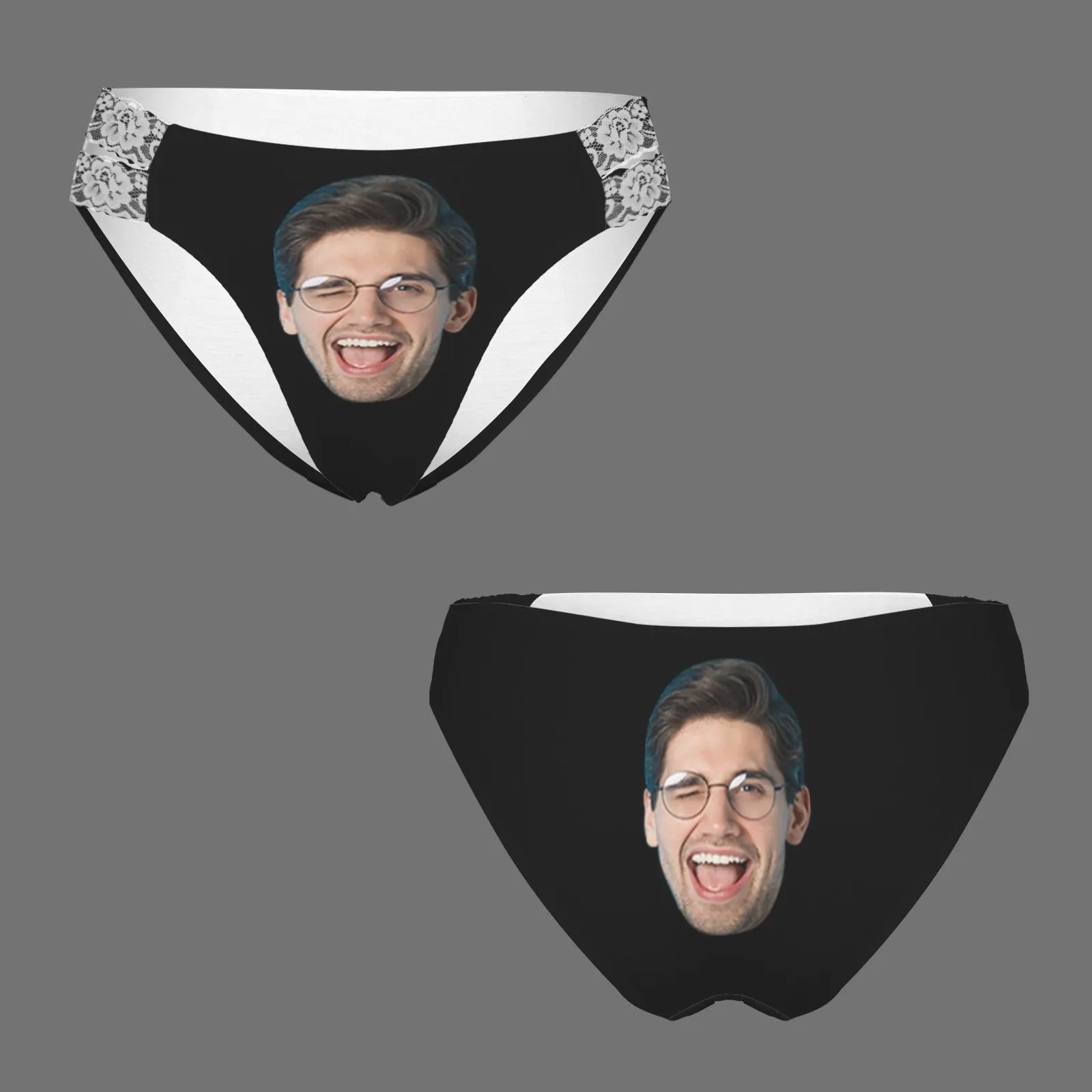 Custom Face Women's High Cut Lace Underwear Personalized Underwear Panties for Women