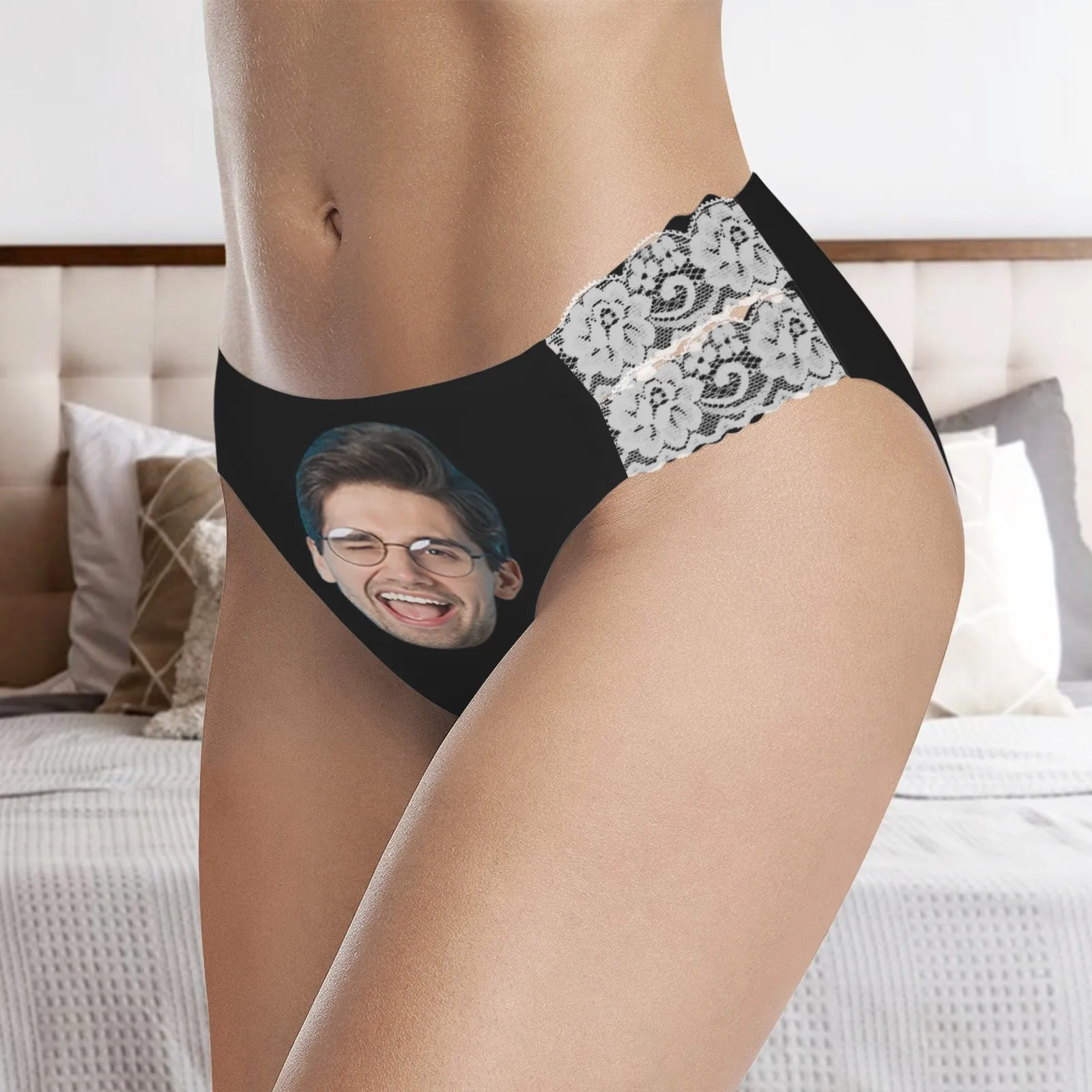 Custom Face Women's High Cut Lace Underwear Personalized Underwear Panties for Women