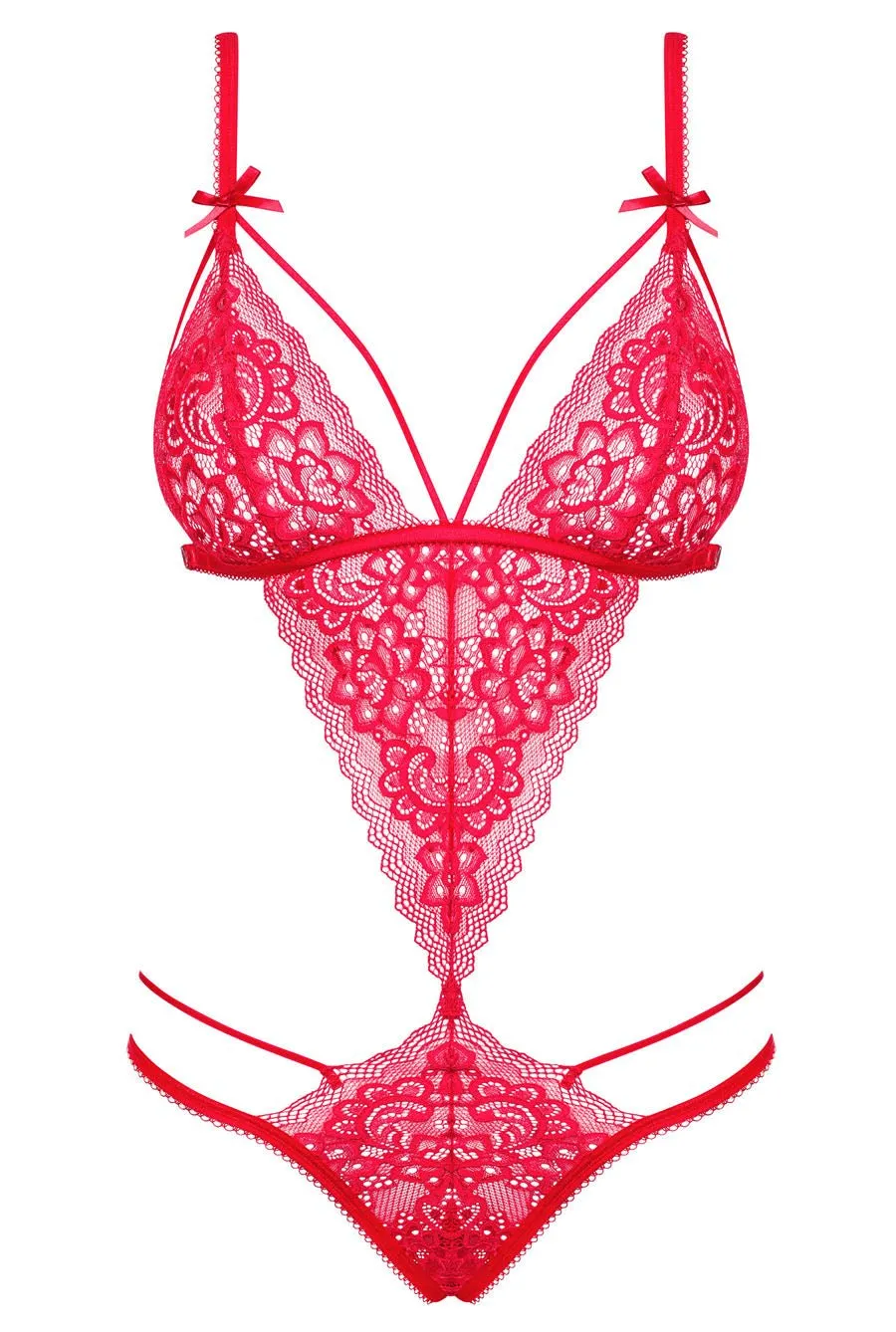 Cute Red Cut Away Lace Teddy Lingerie