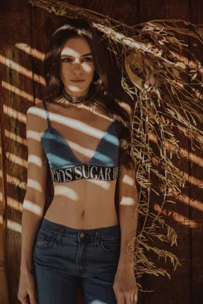 DENIM BRA GRAPHIC ELASTIC BAND