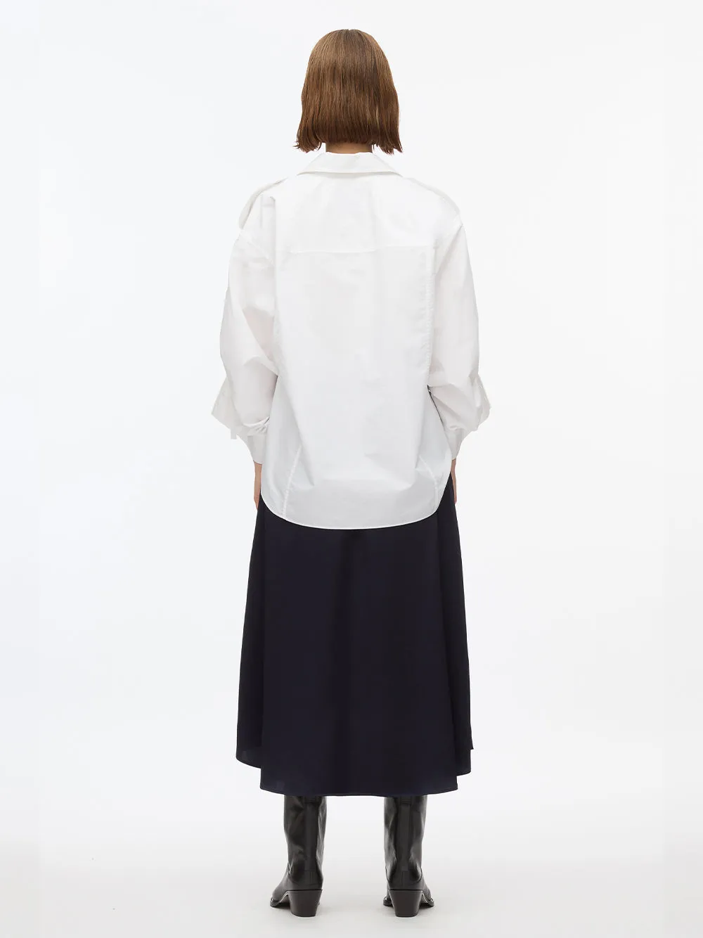 Draped Shirt Combo Slip Dress (White)