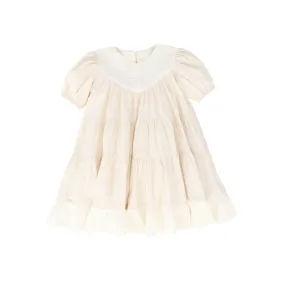 dress tiered knit lace bib - cream