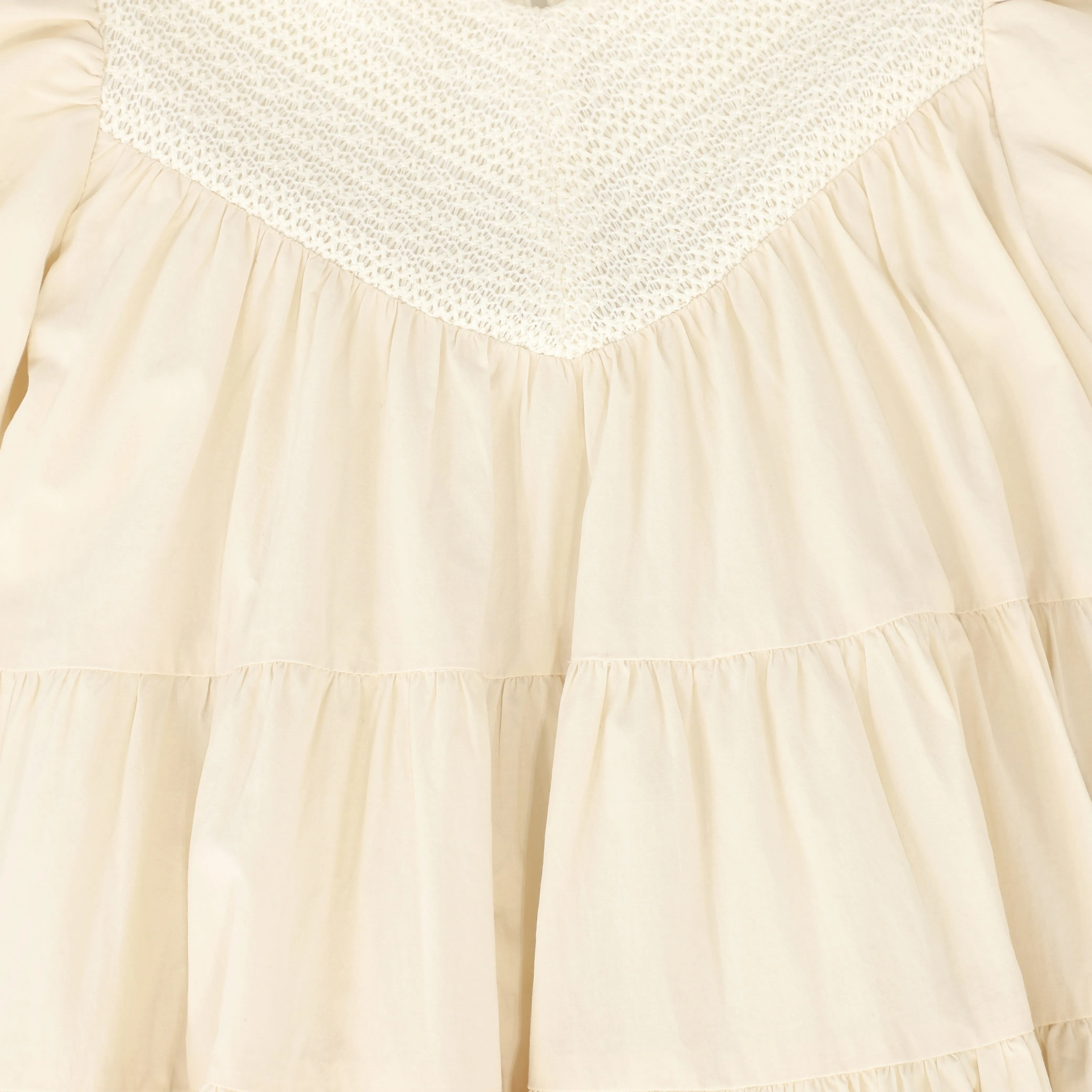 dress tiered knit lace bib - cream
