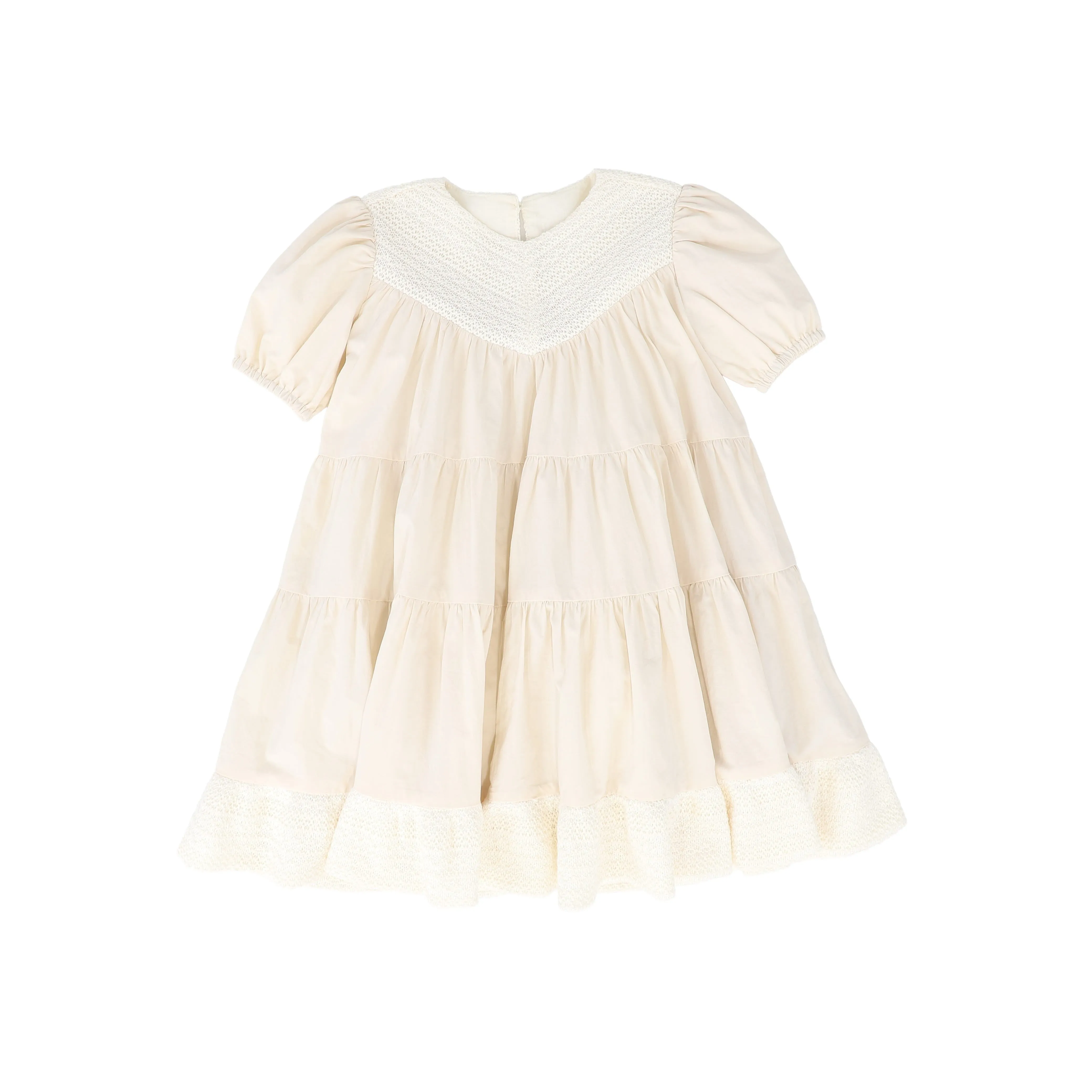 dress tiered knit lace bib - cream