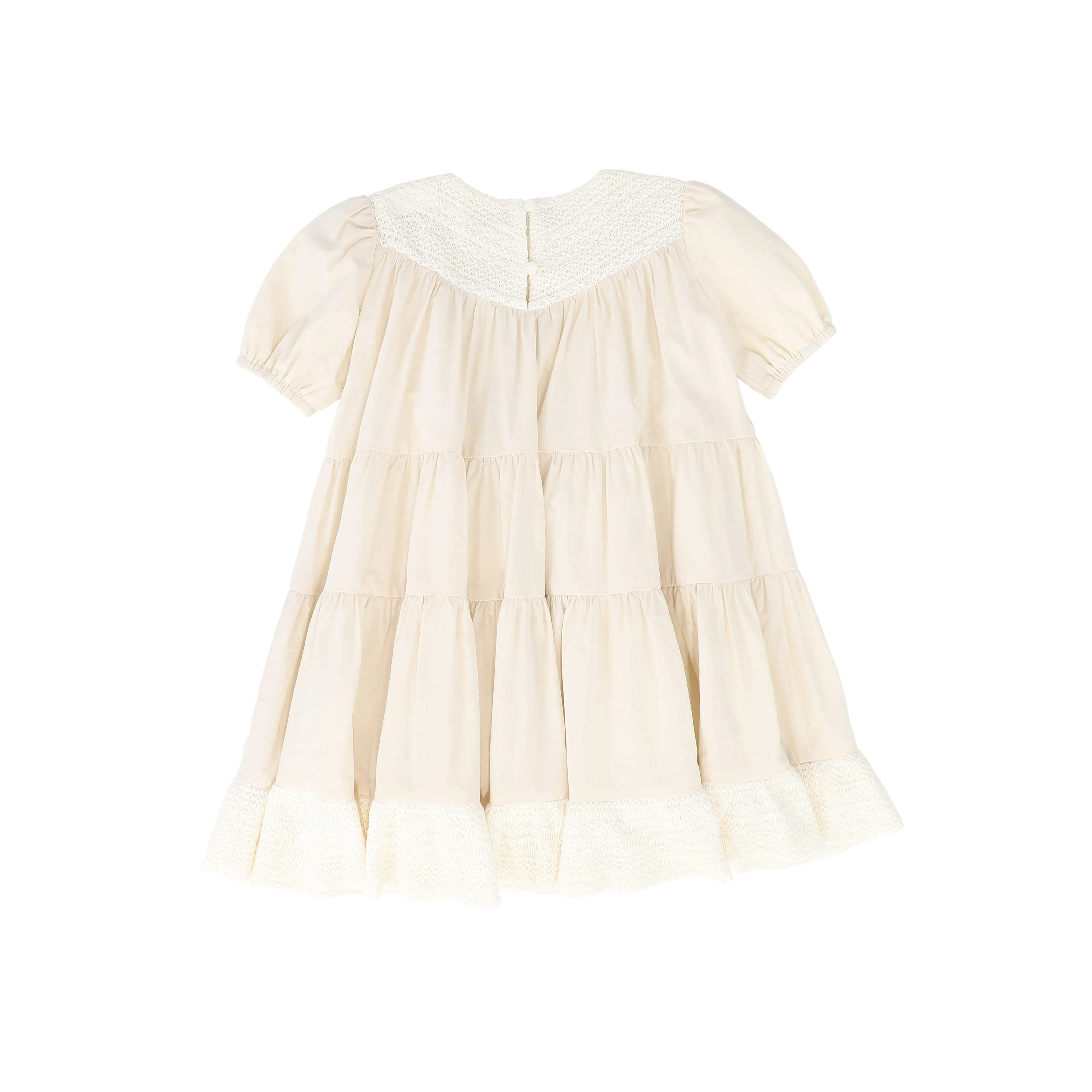 dress tiered knit lace bib - cream