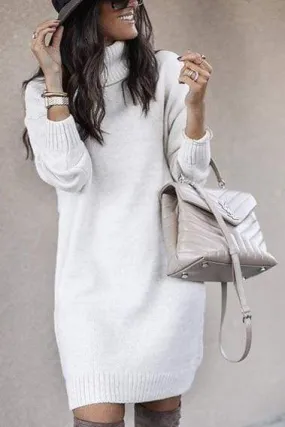 Dunnmall Casual Medium Length High Neck Sweater
