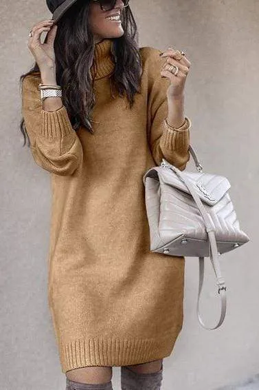 Dunnmall Casual Medium Length High Neck Sweater