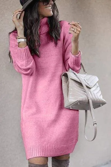 Dunnmall Casual Medium Length High Neck Sweater