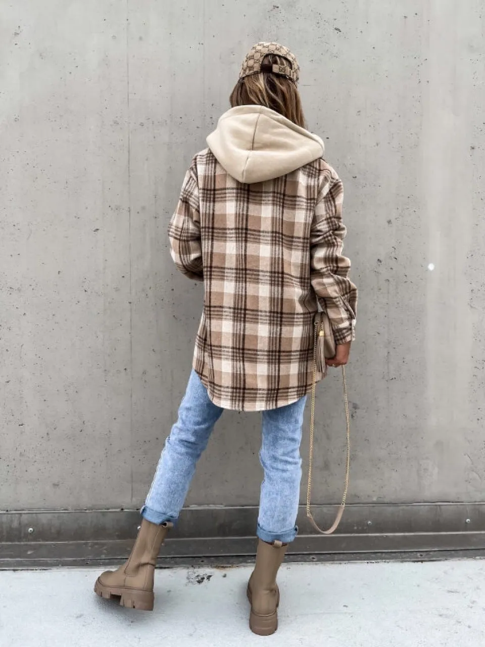 Dunnmall Check This Jacket with Detachable Hat