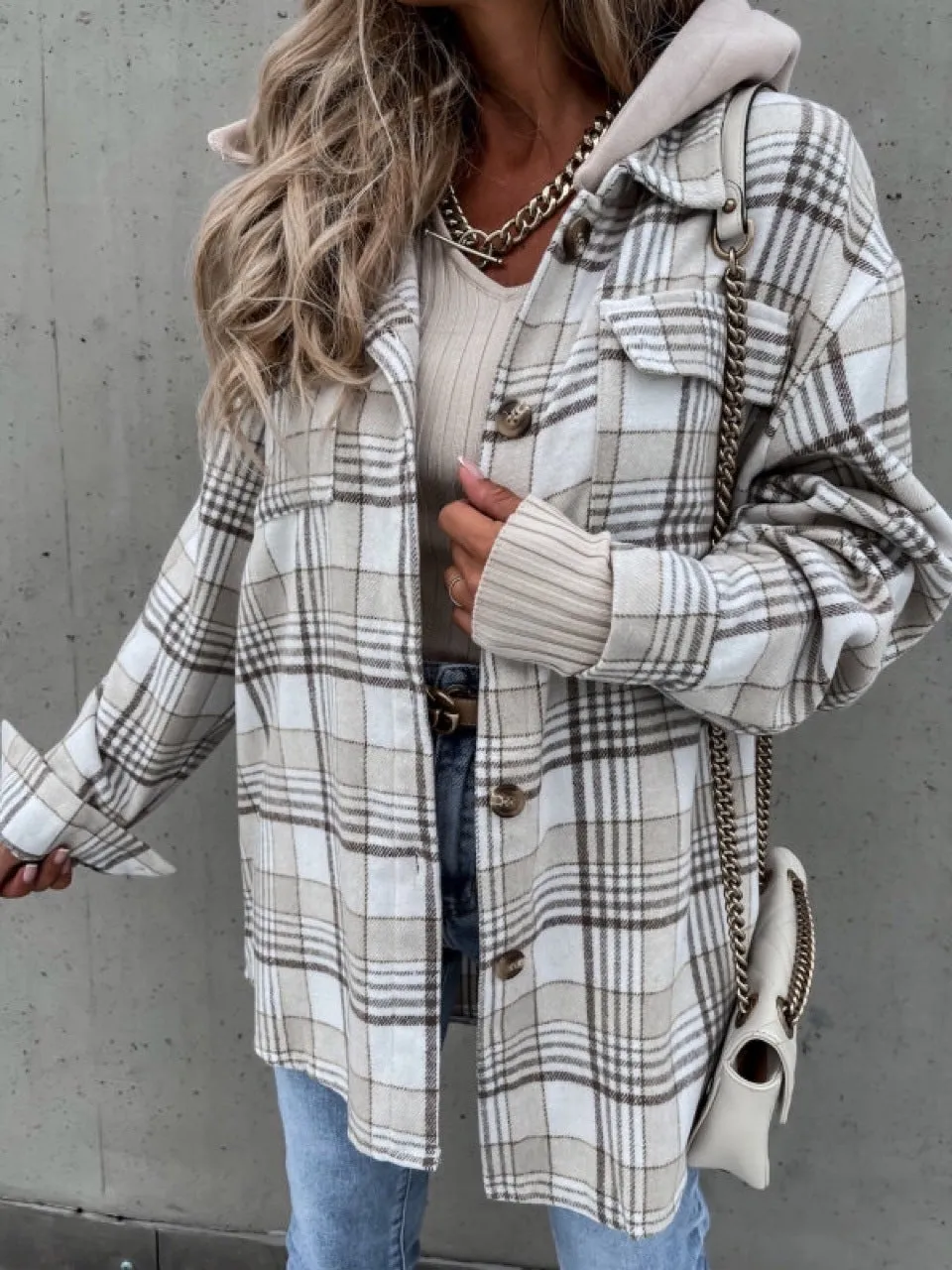 Dunnmall Check This Jacket with Detachable Hat