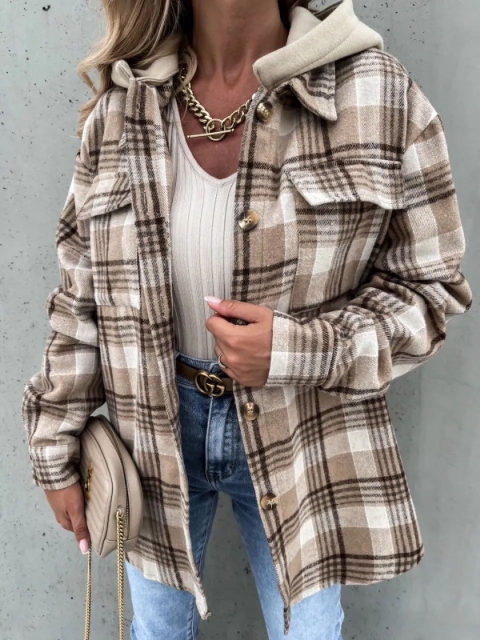 Dunnmall Check This Jacket with Detachable Hat