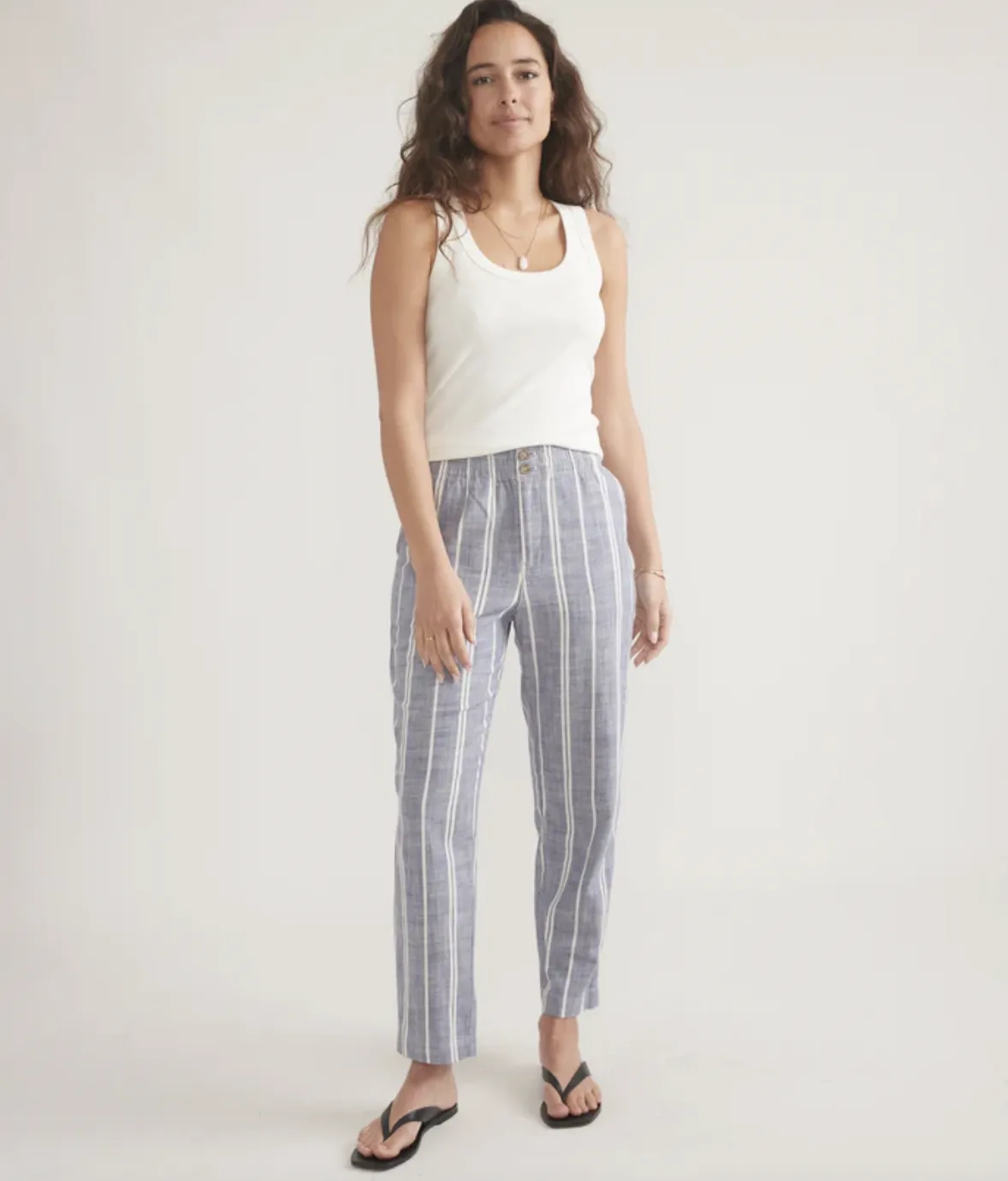 Elle Crop Pant - Skipper Blue Stripe