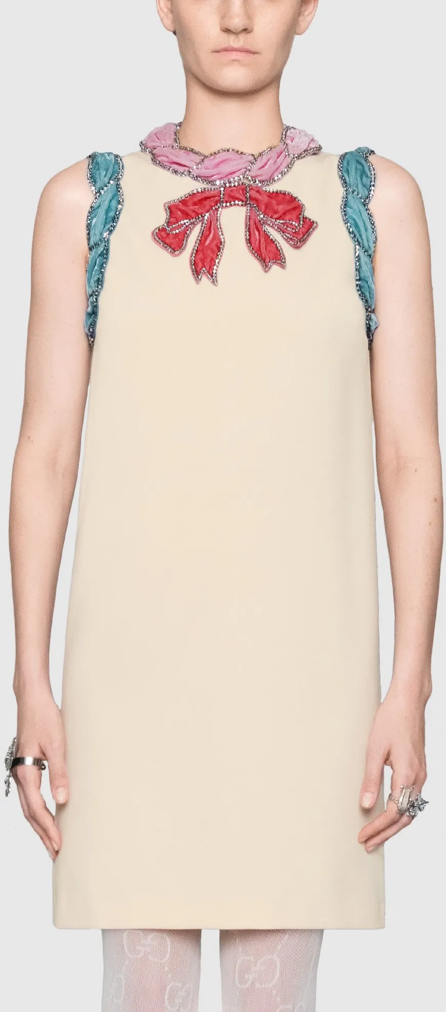 Embellished Stretch Knit Dress - Ivory or Black