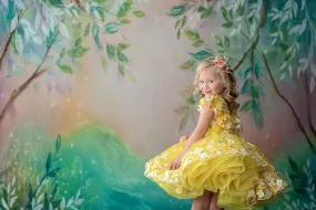 eUc "Floral Dreams" in Yellow -  Petal Short Length Dress ( 6 Year - Petite 8 Year)