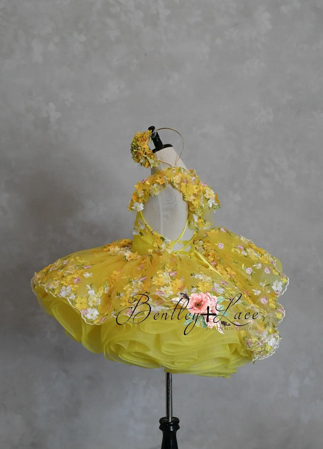eUc "Floral Dreams" in Yellow -  Petal Short Length Dress ( 6 Year - Petite 8 Year)