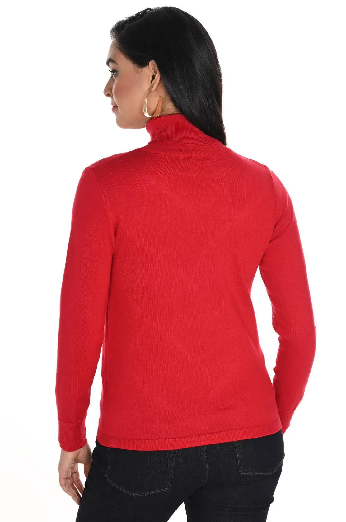 Frank Lyman Red Long Sleeve Turtleneck Sparkle Knit Top