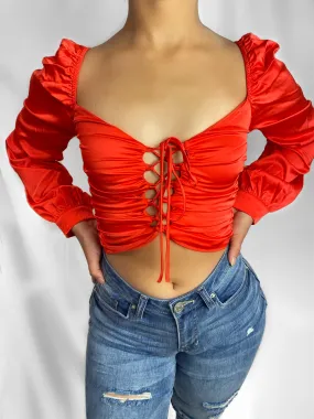 Fuego Satin Tie Top