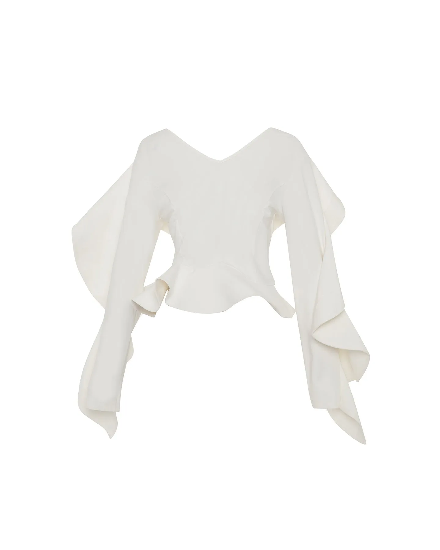 Gaia Ruffle Shoulder V-Neck Top