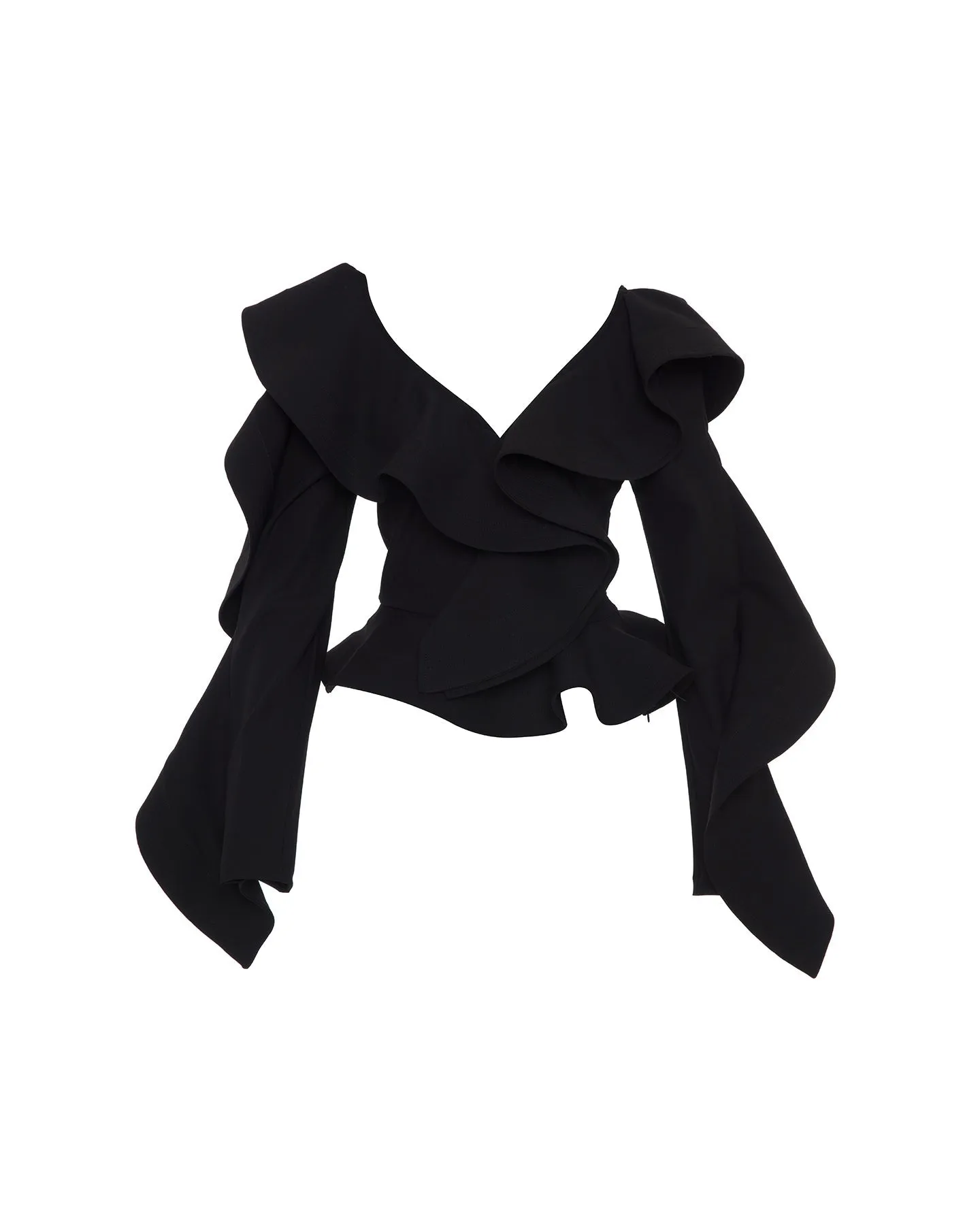 Gaia Ruffle Shoulder V-Neck Top