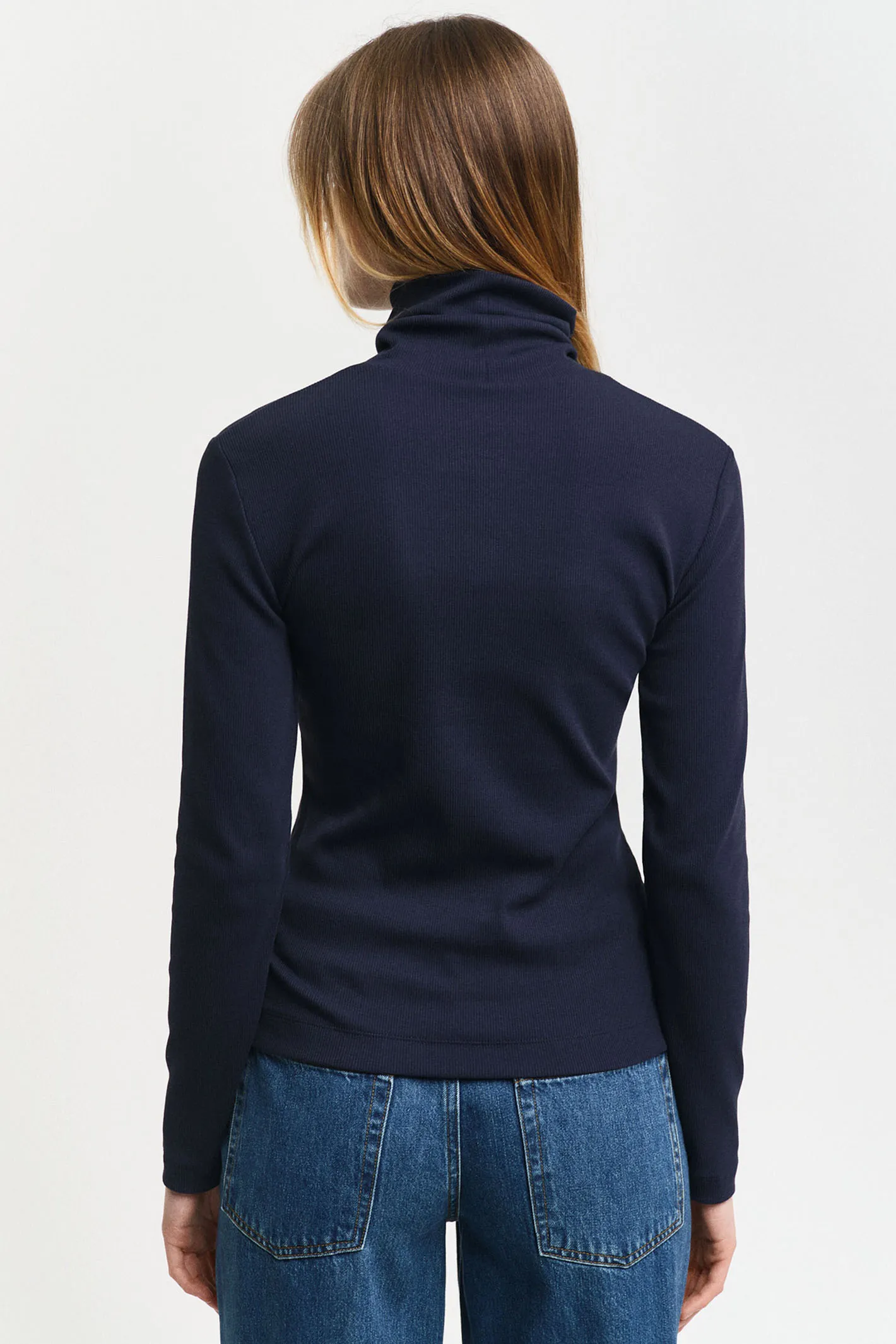 Gant Top Ribbed Turtleneck Slim Fit Evening Blue 4200764