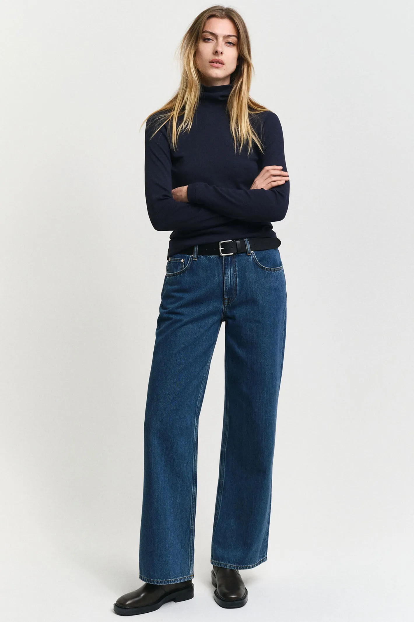 Gant Top Ribbed Turtleneck Slim Fit Evening Blue 4200764