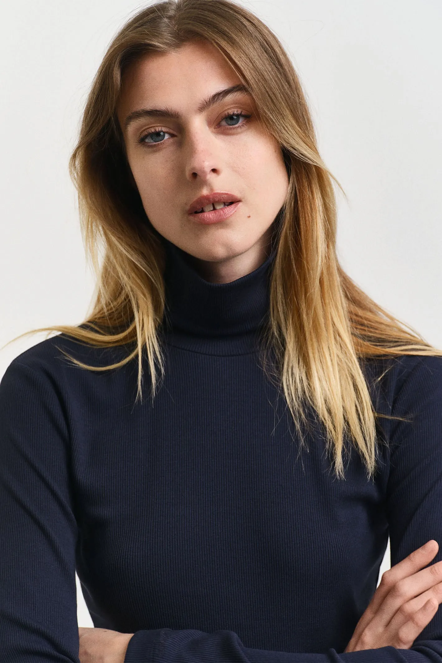 Gant Top Ribbed Turtleneck Slim Fit Evening Blue 4200764