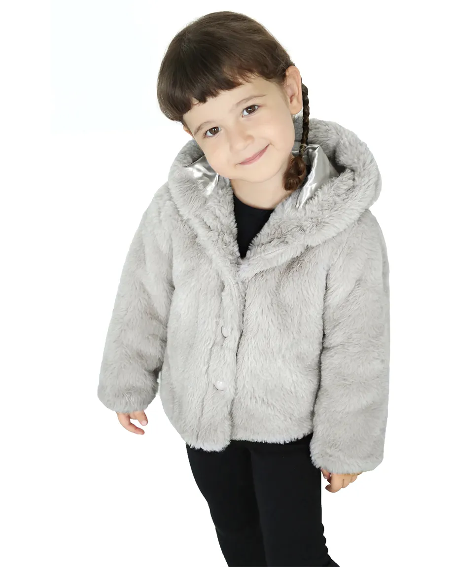Girl Button Down Hooded Cardigan Jacket