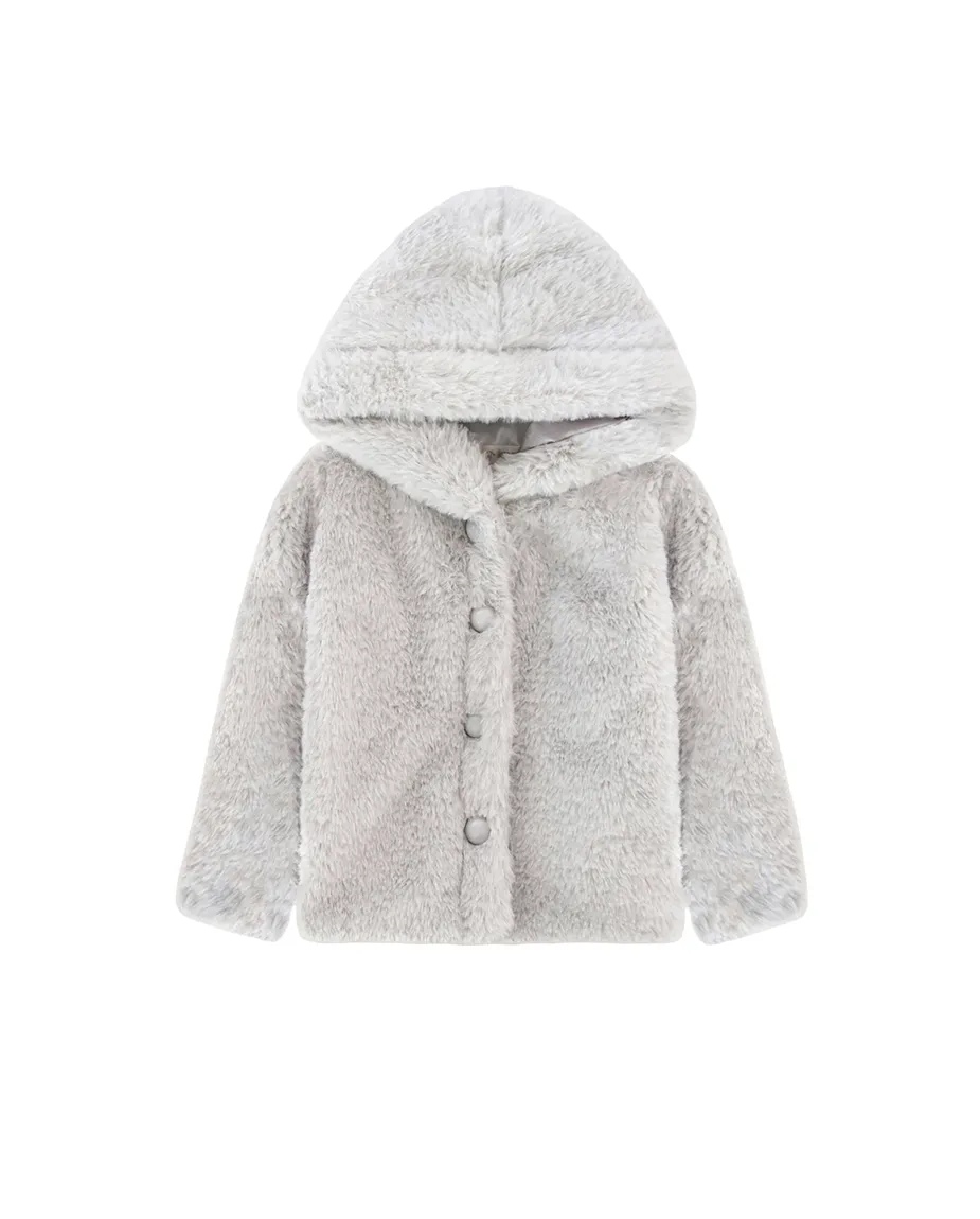 Girl Button Down Hooded Cardigan Jacket
