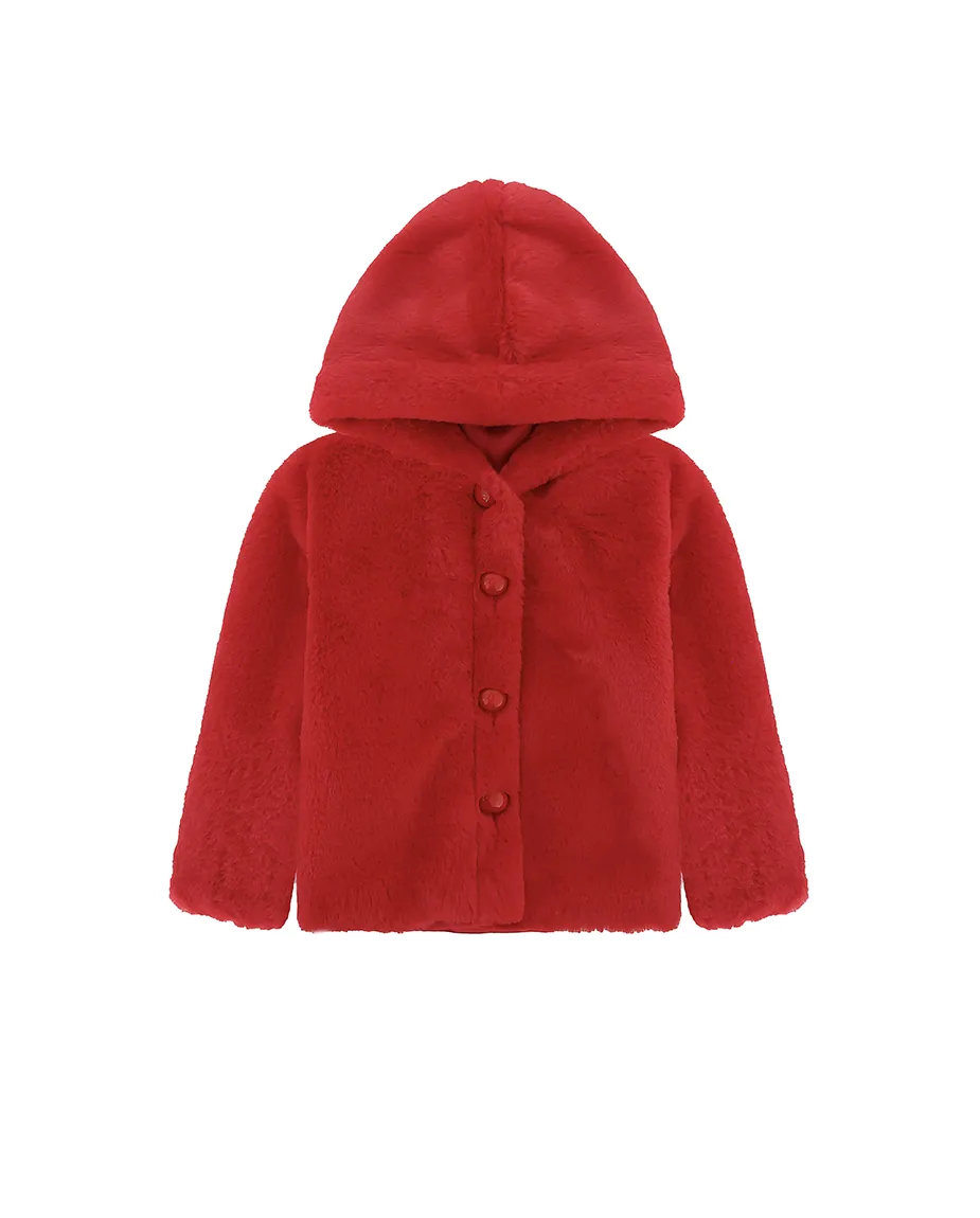 Girl Button Down Hooded Cardigan Jacket