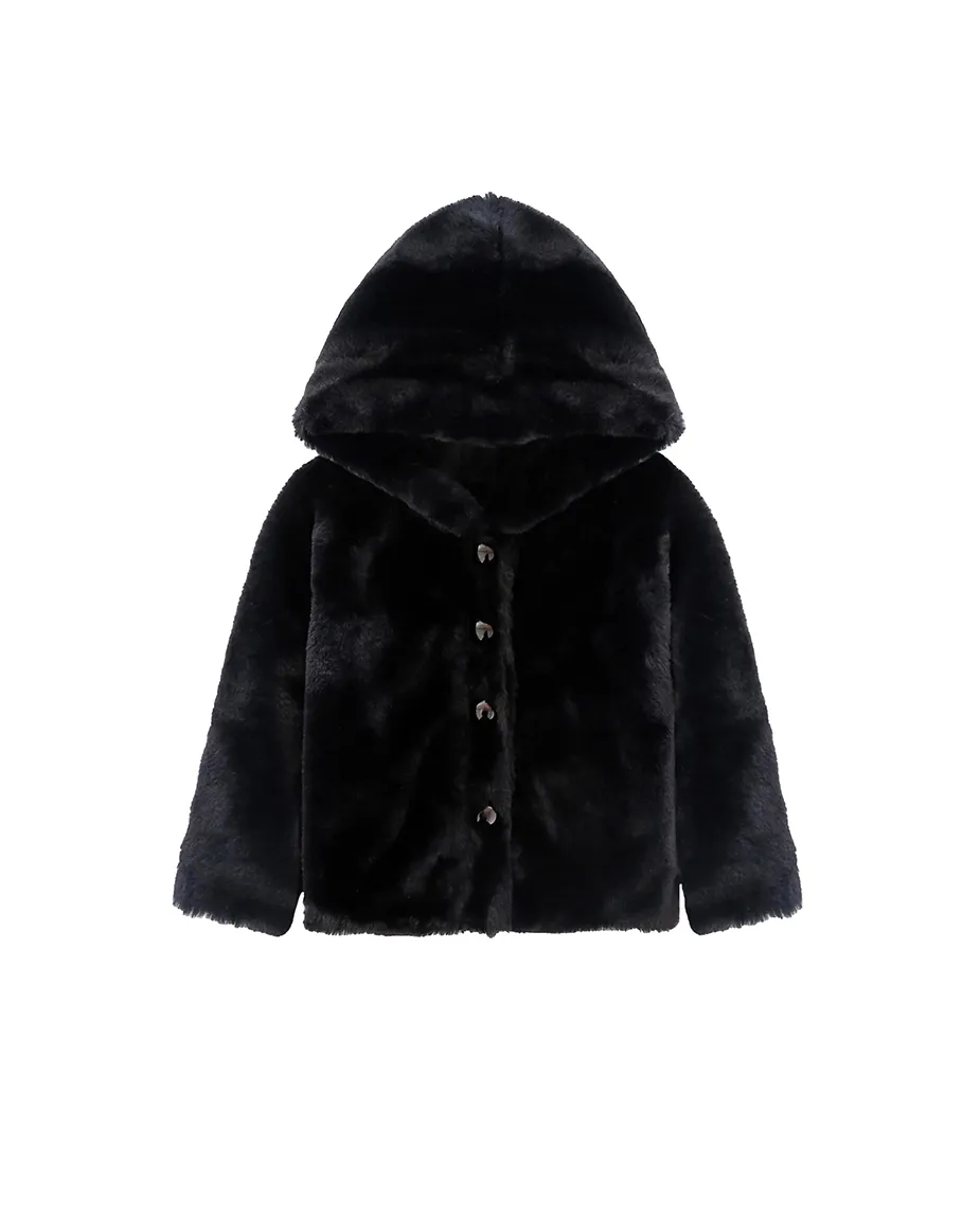 Girl Button Down Hooded Cardigan Jacket