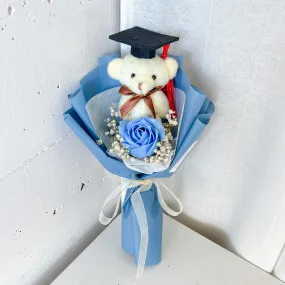 Graduation Single Soap Rose Bouquet (Included Graduation Bear)