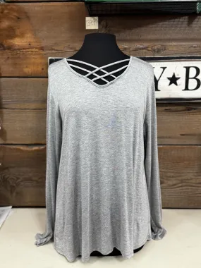Grey Crisscross Top