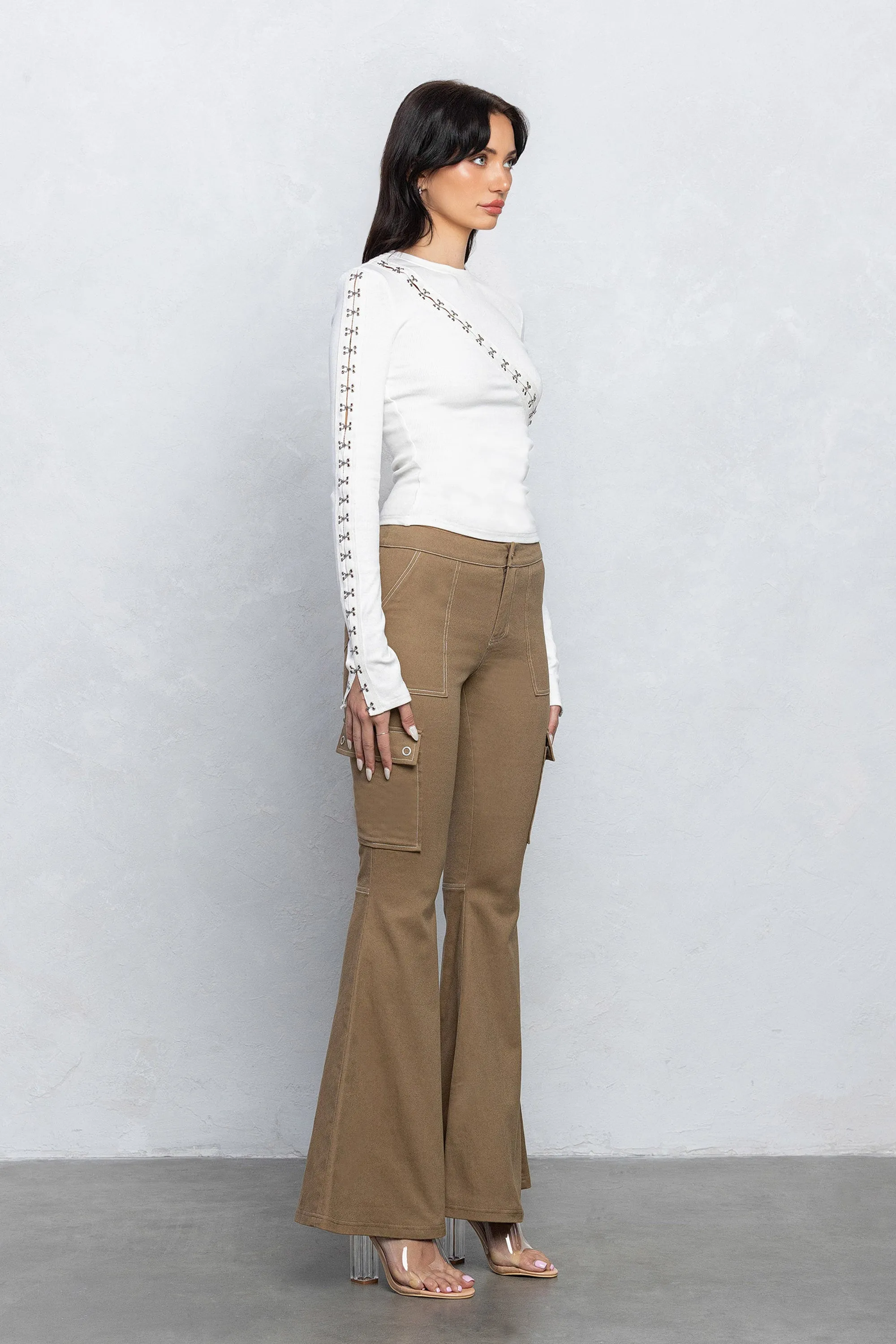HALLE BELL BOTTOMS - KHAKI